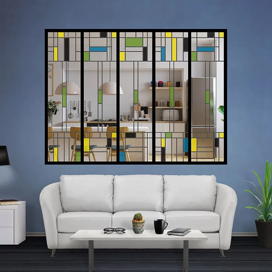 Verrière 5 verres Indiana - L x H : 168 x 125 cm - Laqué noir 9005 granité - verre Clair inclus-MySystem Best