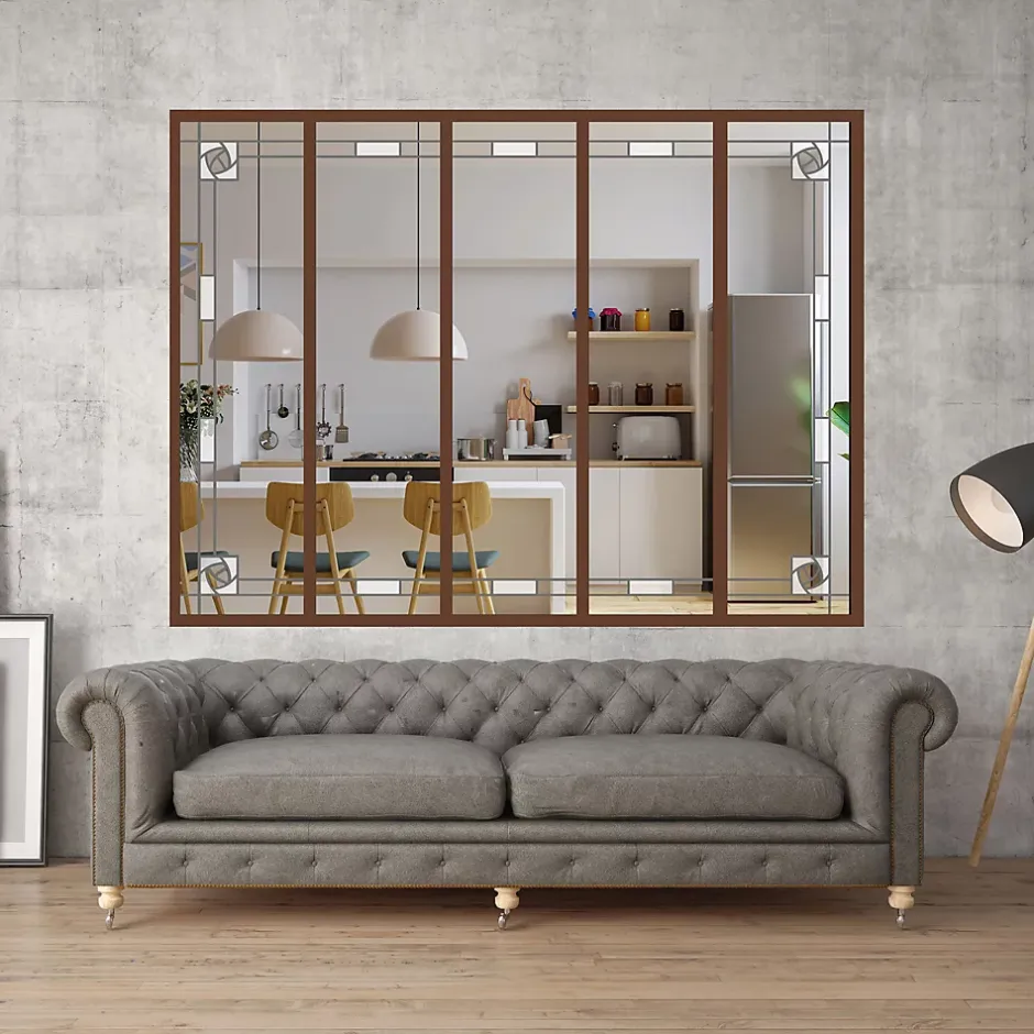 Verrière 5 verres Mackintosh - L x H : 168 x 125 cm - Laqué effet rouille granité - verre Clair inclus-MySystem Hot