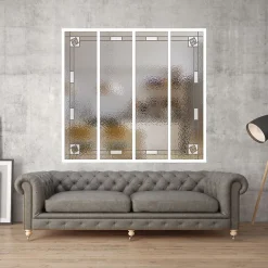 MySystem Verrière 4 verres Mackintosh - L x H : 135 x 125 cm - Laqué blanc 9003 granité - verre Sahara inclus