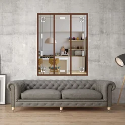 MySystem Verrière 3 verres Mackintosh - L x H : 102 x 125 cm - Laqué effet rouille granité - verre Clair inclus