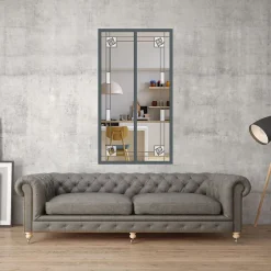 Verrière 2 verres Mackintosh - L x H : 69 x 125 cm - Laqué gris 7016 granité - verre Clair inclus-MySystem Best