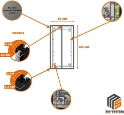 Verrière 2 verres Mackintosh - L x H : 69 x 125 cm - Laqué gris 7016 granité - verre Clair inclus-MySystem Best