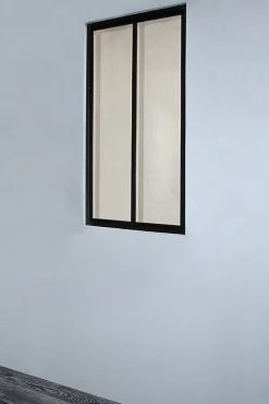 Verrière acier noir 2 vitrages opales H.105 x l.57 cm