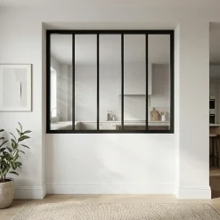 Verrière acier noir 5 vitrages transparents H 105 X L 135 cm- Outlet