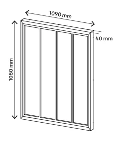Verrière acier noir 4 vitrages transparents H 105 X L 109 cm- Discount
