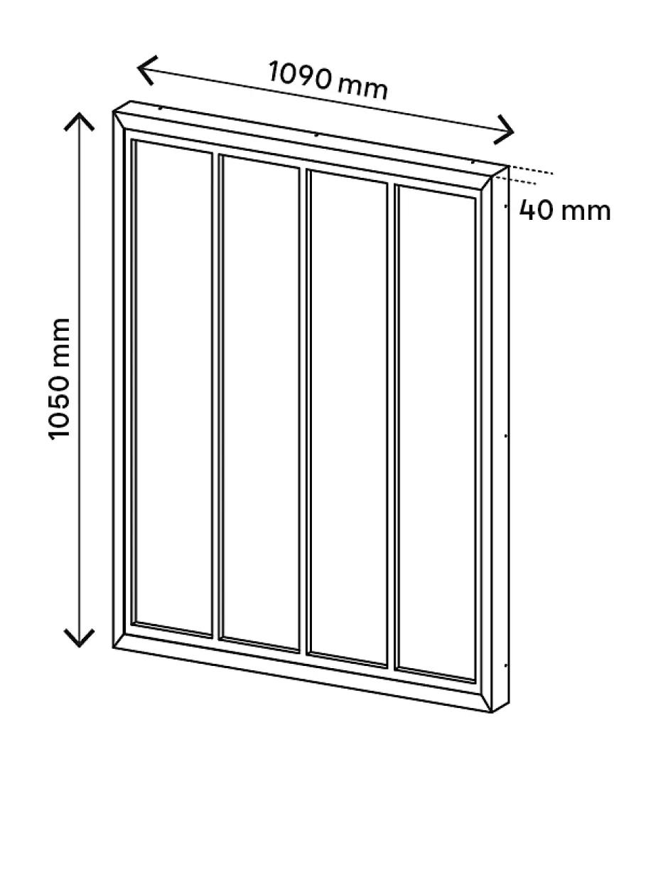 Verrière acier noir 4 vitrages transparents H 105 X L 109 cm- Discount