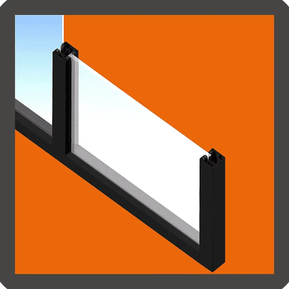 MySystem Verrière ArtDéco 8 - L x H : 150 x 170 cm - Laqué effet rouille granité - vitrages inclus