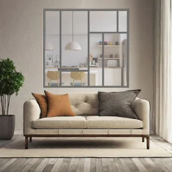 Verrière ArtDéco 7 - L x H : 150 x 150 cm - Laqué gris 7016 granité - vitrages inclus-MySystem New