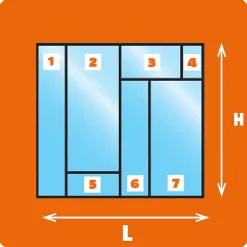 MySystem Verrière ArtDéco 7 - L x H : 170 x 125 cm - Laqué noir 9005 granité - vitrages inclus