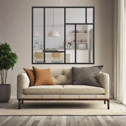 Verrière ArtDéco 7 - L x H : 150 x 150 cm - Laqué noir 9005 granité - vitrages inclus-MySystem Best