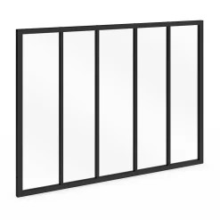 IDMarket Verrière atelier 5 vitrages L. 150 x H.108 cm en métal noir et verre trempé