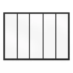 IDMarket Verrière atelier 5 vitrages L. 150 x H.108 cm en métal noir et verre trempé