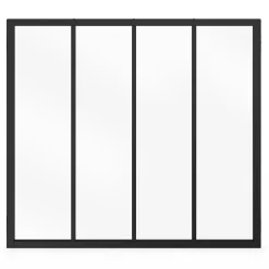 IDMarket Verrière atelier 4 vitrages L. 116 x H.108 cm en métal noir et verre trempé