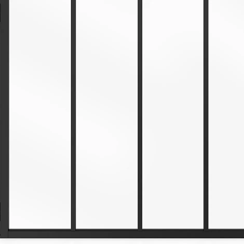 IDMarket Verrière atelier 4 vitrages L. 116 x H.108 cm en métal noir et verre trempé