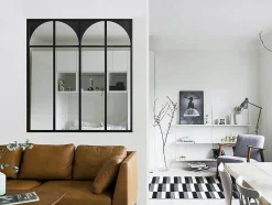 Verrière atelier art déco en aluminium thermolaqué 120x105 cm - Noir - ARCADEA-Vente-unique Clearance