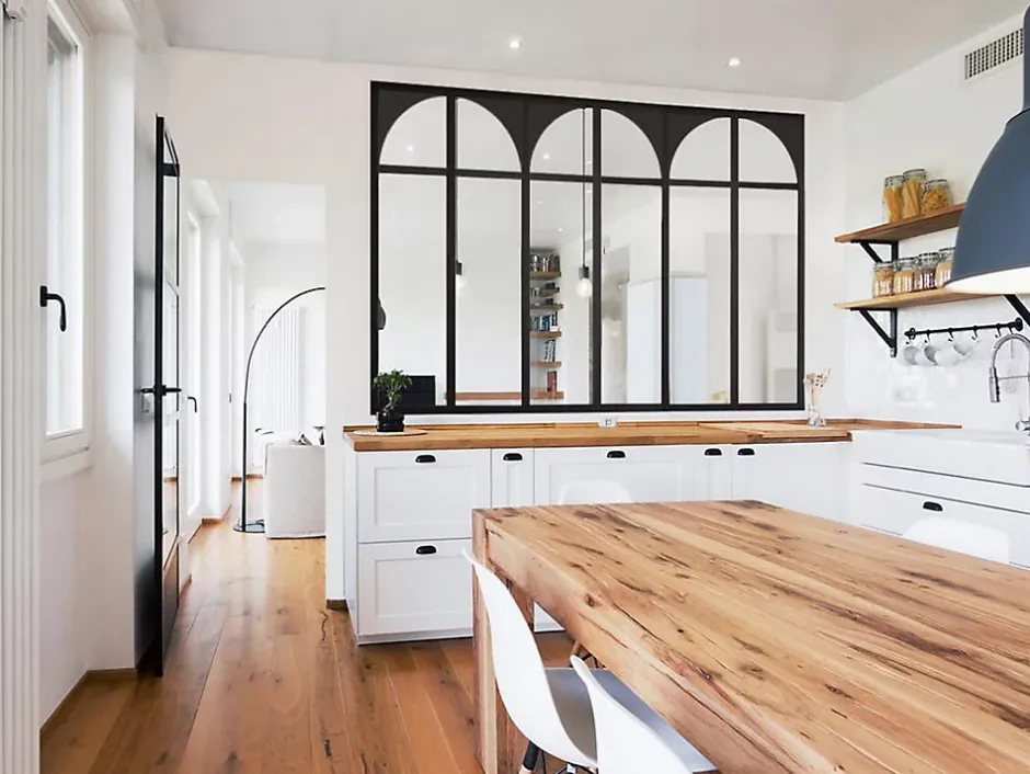 Verrière atelier art déco en aluminium thermolaqué 180x130 cm - Noir - ARCADEA-Vente-unique Sale