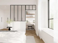 Vente-unique Verrière atelier avec imposte en aluminium thermolaqué - L120 x H130 + L83 x H40 cm - Noir - BAYVIEW