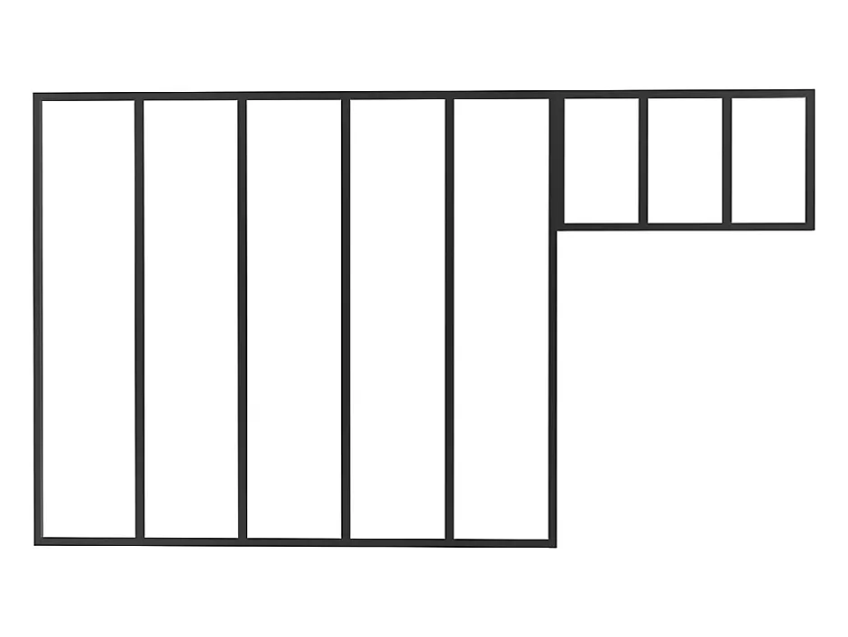 Vente-unique Verrière atelier avec imposte en aluminium thermolaqué - L150 x H130 + L73 x H40 cm - Noir - BAYVIEW