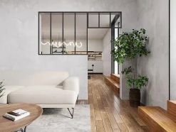 Vente-unique Verrière atelier avec imposte en aluminium thermolaqué - L120 x H105 + L83 x H40 cm - Noir - BAYVIEW