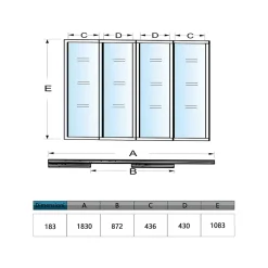 Verrière Atelier Coulissante en Aluminium Noir- L183xH108cm,4 Panneaux en 4mm Verre Trempé,Séparation Élégante Cuisine/Salon-AICA Sanitaire New