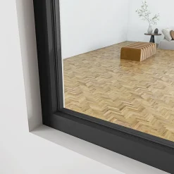 AICA Sanitaire Verrière Atelier Coulissante en Aluminium Noir- L123xH108cm,4 Panneaux en 4mm Verre Trempé,Séparation Élégante Cuisine/Salon