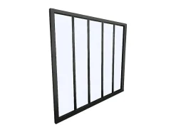Vente-unique Verrière atelier en aluminium thermolaqué - 150x105 cm - Noir - BAYVIEW