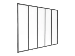 Vente-unique Verrière atelier en aluminium thermolaqué et verre dépoli - 150x105 cm - Noir - BAYVIEW