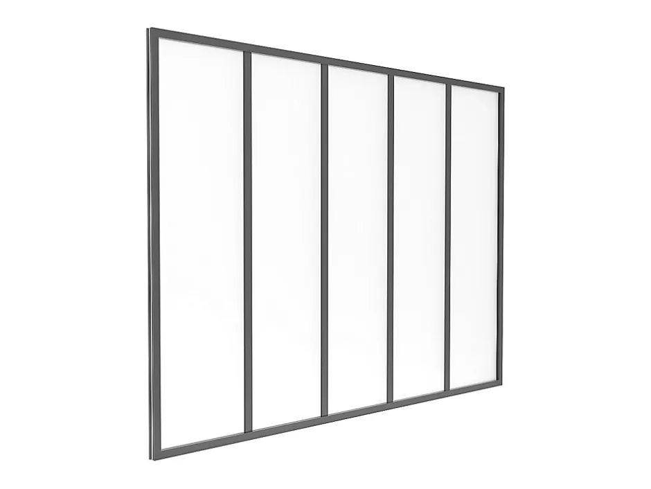 Vente-unique Verrière atelier en aluminium thermolaqué et verre dépoli - 150x105 cm - Noir - BAYVIEW