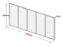 Vente-unique Verrière atelier en aluminium thermolaqué et verre dépoli - 150x105 cm - Noir - BAYVIEW