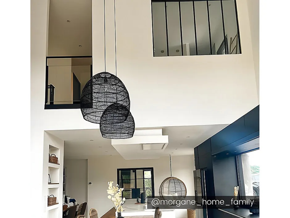 Vente-unique Verrière atelier en aluminium thermolaqué - 180x130 cm - Noir - BAYVIEW