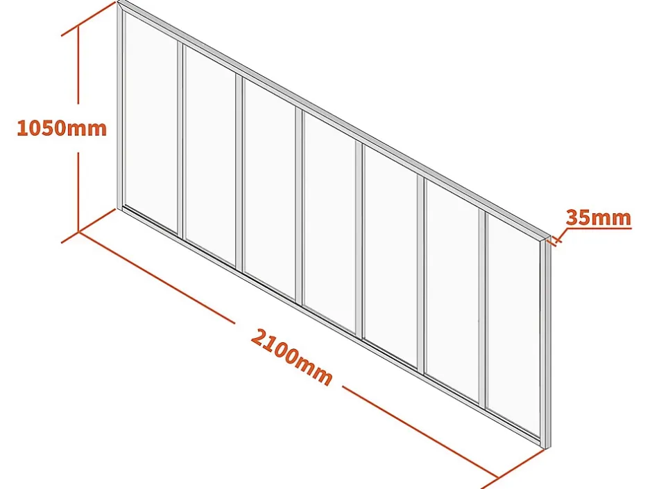 Vente-unique Verrière atelier en aluminium thermolaqué - 210x105 cm - Blanc - BAYVIEW