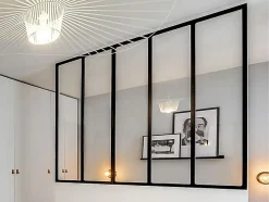 Vente-unique Verrière atelier en aluminium thermolaqué - 210x105 cm - Blanc - BAYVIEW