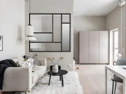 Vente-unique Verrière atelier en aluminium thermolaqué avec miroirs 150x130 cm - Noir - ELEXIA