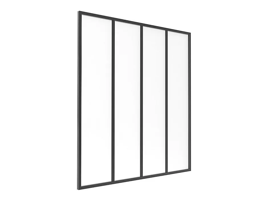 Verrière atelier en aluminium thermolaqué et verre dépoli - 120 x 130 cm - Noir - BAYVIEW-Vente-unique Discount