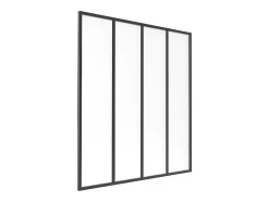 Verrière atelier en aluminium thermolaqué et verre dépoli - 120 x 130 cm - Noir - BAYVIEW-Vente-unique Discount