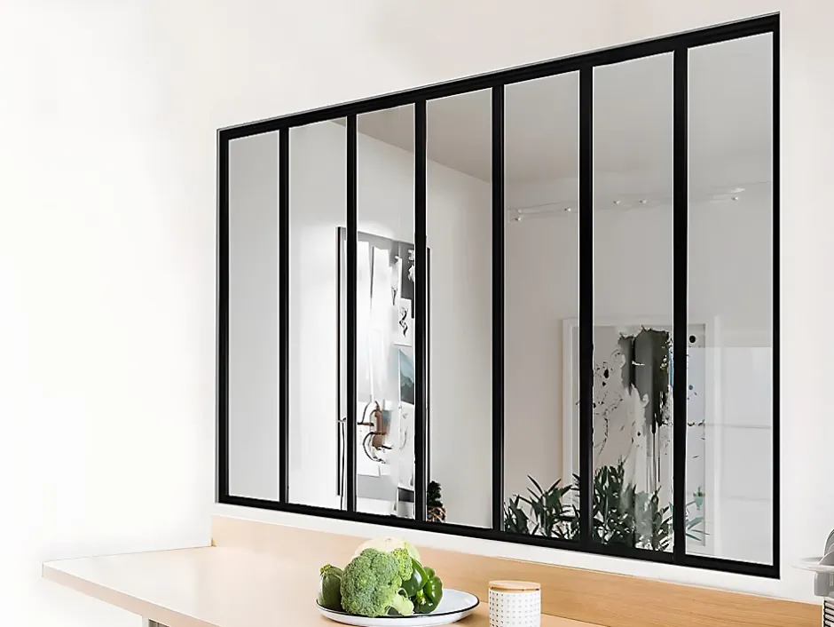 Verrière atelier en aluminium thermolaqué - 210x130 cm - Noir - BAYVIEW-Vente-unique New