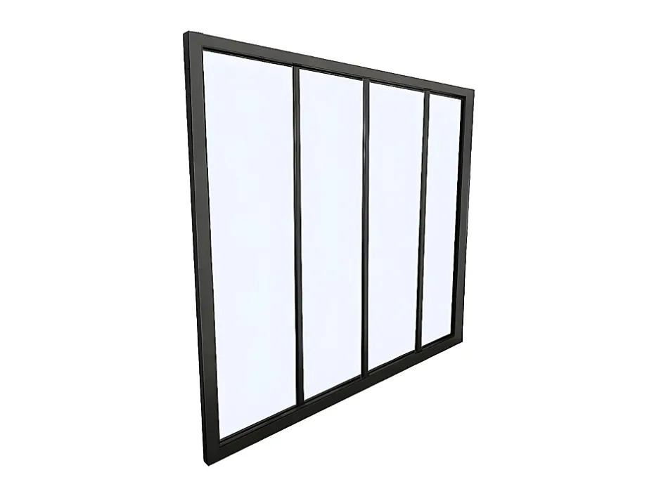 Vente-unique Verrière atelier en aluminium thermolaqué - 120x130 cm - Noir - BAYVIEW