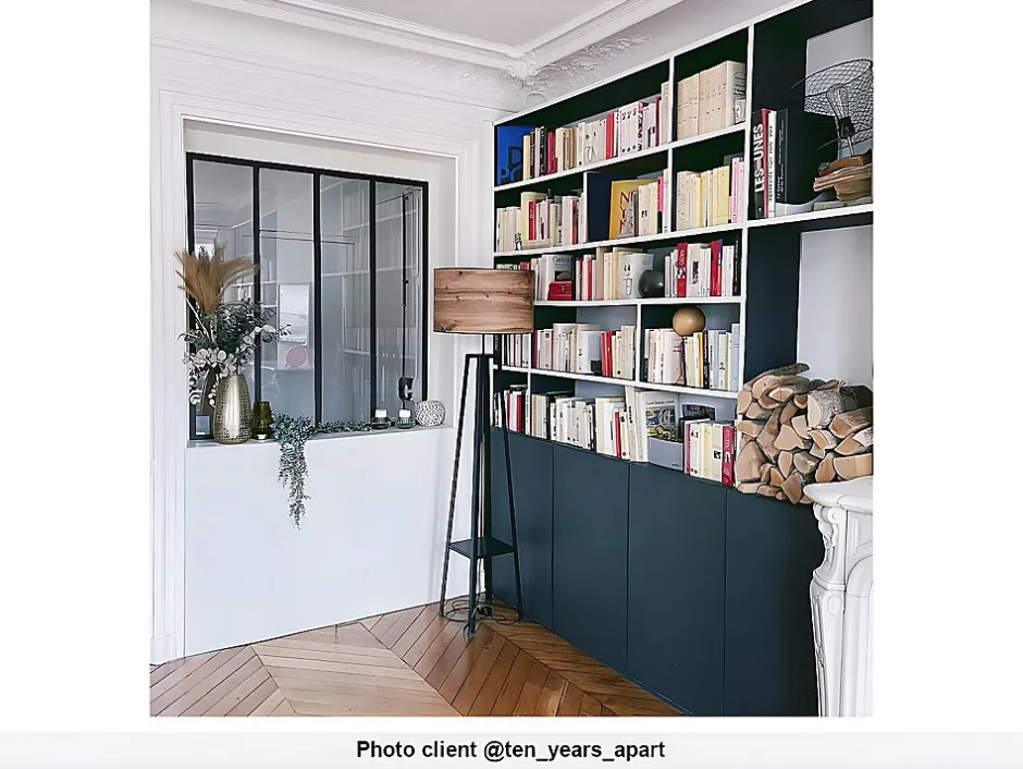 Vente-unique Verrière atelier en aluminium thermolaqué - 120x130 cm - Noir - BAYVIEW