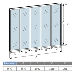 Verrière Atelier fixe - L.153 x H.108cm - aluminium noir mat - 5 carreaux, vitrage trempé 4mm-AICA Sanitaire Hot