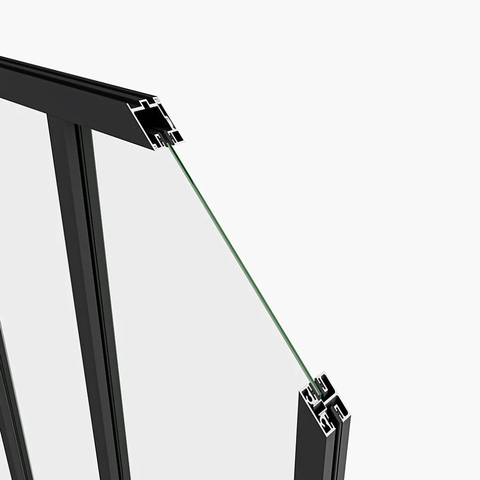 AICA Sanitaire Verrière Atelier fixe - L.93 x H.108cm - aluminium noir mat - 3 carreaux, vitrage trempé 4mm