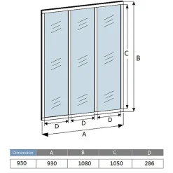 AICA Sanitaire Verrière Atelier Noir 93 x 108 cm - Aluminium , Verre Trempé 4 mm - 3 vitrages - AICA