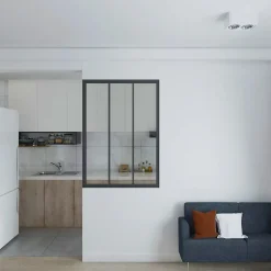 Schulte Verrière atelier - H.130xl.93 - 3 vitrages - transparent - cadre et profilés noir mat