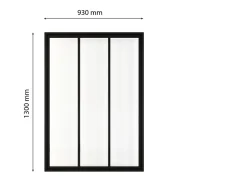 Schulte Verrière atelier - H.130xl.93 - 3 vitrages - transparent - cadre et profilés noir mat