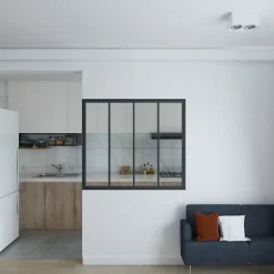 Schulte Verrière atelier - H.108xl.123 - 4 vitrages - transparent- cadre et profilés noir mat