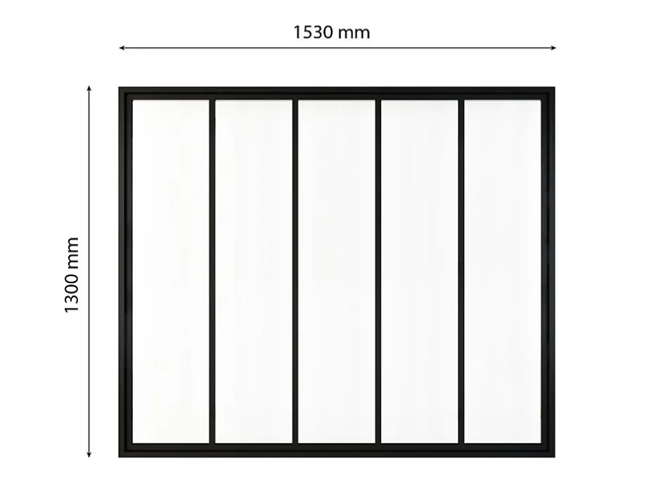 Verrière atelier - H.130xl.153- 5 vitrages - transparent- cadre et profilés noir mat-Schulte Hot