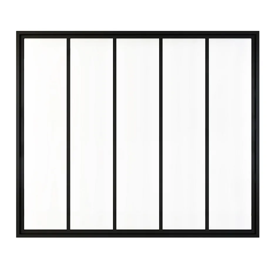 Verrière atelier - H.130xl.153- 5 vitrages - transparent- cadre et profilés noir mat-Schulte Hot
