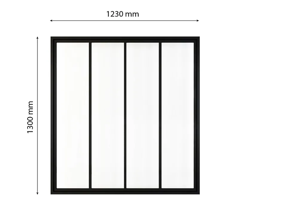 Verrière atelier - H.130xl.123 - 4 vitrages - transparent - cadre et profilés noir mat-Schulte Best