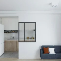 Verrière atelier - H.108xl.93 - 3 vitrages - transparent - cadre et profilés noir mat-Schulte Clearance