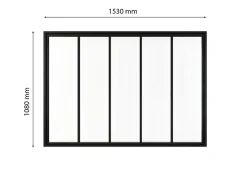 Verrière atelier - H.108xl.153- 5 vitrages -transparent -cadre et profilés noir mat-Schulte Outlet