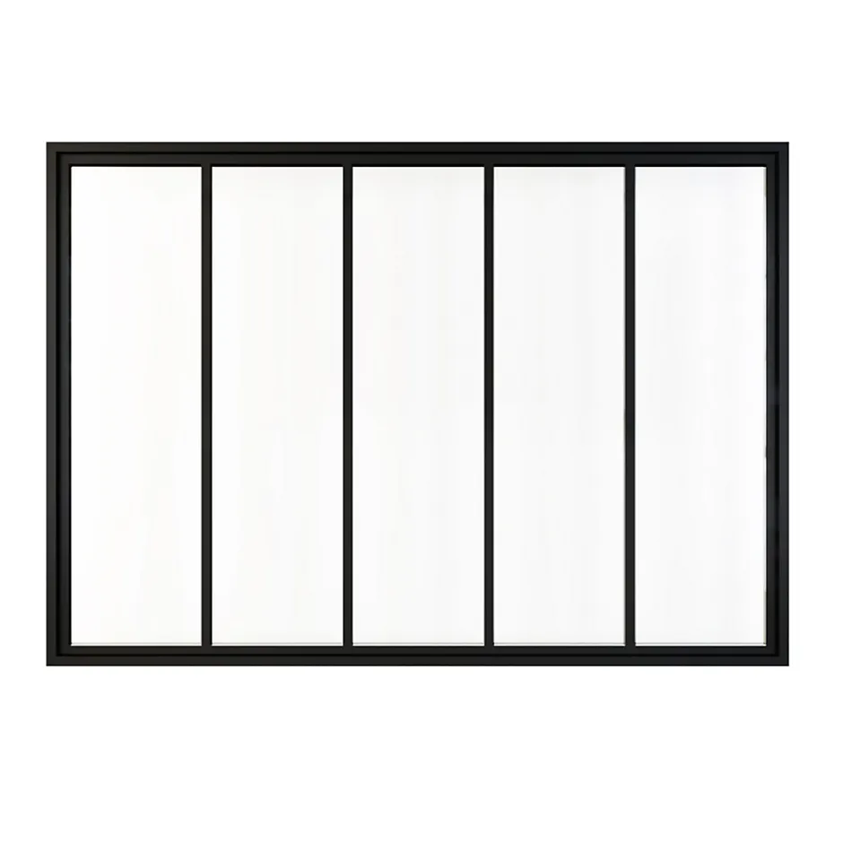 Verrière atelier - H.108xl.153- 5 vitrages -transparent -cadre et profilés noir mat-Schulte Outlet